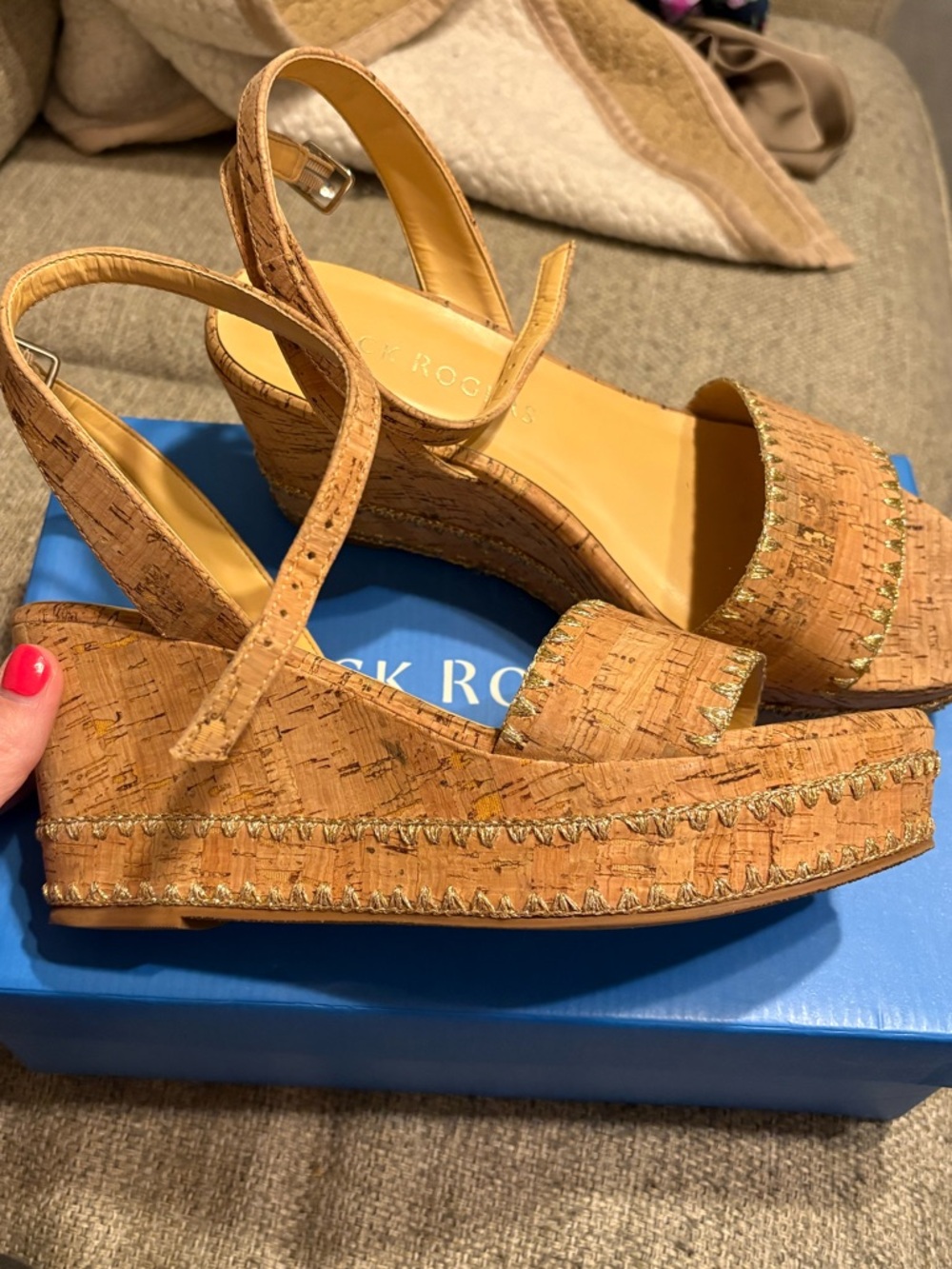 Jack Rogers Cork Slingback Sandals in Tan - Picture 3 of 9